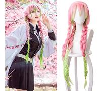 Perruque Anime maysuwell pour femmes, perruque de cosplay rose et verte avec tresse pour Halloween, carnaval, fête costumée, incluant une capuche