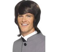 Smiffys Perruque mode homme années 60, brune Halloween