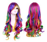 Perruque arc-en-ciel colorée bou pour femmes et filles (Cosplay Anime)