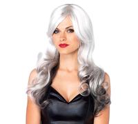 Perruque aux cheveux longs et ondulés 2 couleurs Noir et Blanc