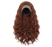 Perruque avant en dentelle gingembre, cheveux humains longs bouclés brun gingembre 13x4 perruque avant en dentelle pour femmes à la mode, 26 pouces, brun foncé