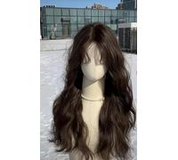Perruque Avant En Dentelle Pour Femmes Avec Bandeau Complet, Frange Moelleuse À Raie Centrale, Perruque De Cheveux Raides Longs Et Bouclés