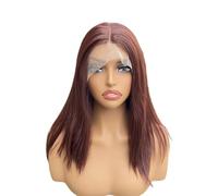 Perruque avant en dentelle synthétique de coiffure en couches 13x4, perruques droites longues pré-épilées sans colle de 12 pouces for les femmes Effet naturel et Volumineux