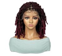 Perruque Avant En Dentelle Synthétique Perruques Tressées Perruque Dreadlock 16 Pouces Perruques Courtes Sans Noeuds Pour Les Femmes Noires