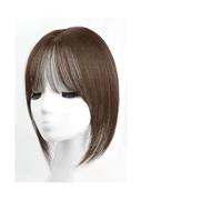 Perruque Avec Frange Bangs Wig Piece Full Real Human Hair Patch Fluffy Augmenter le volume des cheveux Fluffy Cover Cheveux gris Perruque Femme Cheveux Humains(12-(13-12)30CM-brown)