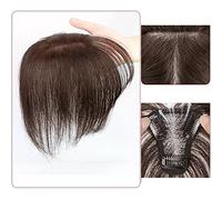 Perruque Avec Frange Bangs Wig Piece Full Real Human Hair Patch Fluffy Augmenter le volume des cheveux Fluffy Cover Cheveux gris Perruque Femme Cheveux Humains(14-(8-10)25CM-brown)