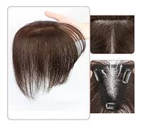 Perruque Avec Frange Bangs Wig Piece Full Real Human Hair Patch Fluffy Augmenter le volume des cheveux Fluffy Cover Cheveux gris Perruque Femme Cheveux Humains(20-(7-9)22CM-brown)