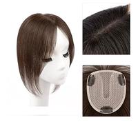 Perruque Avec Frange Bangs Wig Piece Full Real Human Hair Patch Fluffy Augmenter le volume des cheveux Fluffy Cover Cheveux gris Perruque Femme Cheveux Humains(08-(10-12)30CM-brown)