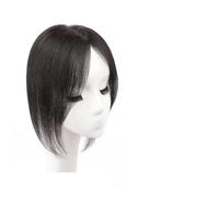 Perruque Avec Frange Bangs Wig Piece Full Real Human Hair Patch Fluffy Augmenter le volume des cheveux Fluffy Cover Cheveux gris Perruque Femme Cheveux Humains(07-(10-12)30CM-black)