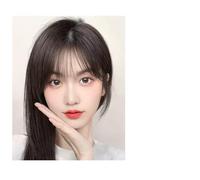 Perruque Avec Frange Bangs Wig Piece Full Real Human Hair Patch Fluffy Augmenter le volume des cheveux Fluffy Cover Cheveux gris Perruque Femme Cheveux Humains(17-(7-9)25CM-black)