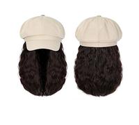 Perruque Avec Frange Chapeau Perruque Casquette chapeau perruque 10 pouces ondulés bouclés synthétiques perruques chapeau de Baseball naturel perruques chapeau attaché Extensions de cheveux synthétiqu