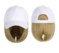 Perruque Avec Frange Chapeau Perruque Casquette de Baseball Perruque Chapeau Synthétique avec Cheveux Perruque Naturellement Casquette avec Perruque Chapeau Perruques Bobo Réglable Femmes Chapeau avec