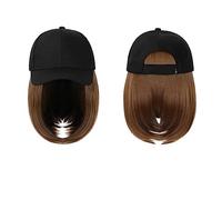 Perruque Avec Frange Chapeau Perruque Casquette de Baseball Perruque Chapeau Synthétique avec Cheveux Perruque Naturellement Casquette avec Perruque Chapeau Perruques Bobo Réglable Femmes Chapeau avec