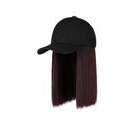 Perruque Avec Frange Chapeau Perruque Chapeau Avec Perruque for Femmes Extensions Synthétiques Cheveux Courts Raides Se Connectent Naturellement Casquette De Baseball Perruque Réglable Avec Capuchon C