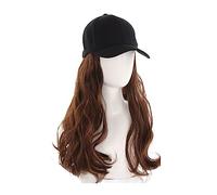 Perruque Avec Frange Chapeau Perruque Extension de cheveux de chapeau de perruque synthétique bouclée longue ondulée for dames ajuster la taille de la perruque de chapeau Chapeau avec Cheveux Attachés