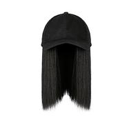 Perruque Avec Frange Chapeau Perruque Femmes noir/marron seau chapeaux avec cheveux chapeau perruque avec cheveux raides synthétique casquette de Baseball cheveux perruques réglable for fille Chapeau