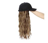 Perruque Avec Frange Chapeau Perruque Longue perruque synthétique ondulée casquette de Baseball avec Extensions de cheveux chapeau perruques brun naturel noir connecter perruque réglable for femmes fi