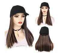 Perruque Avec Frange Chapeau Perruque Longues perruques de cheveux bouclés ondulés naturels synthétiques avec chapeau casquette de baseball se connectent naturellement perruque de chapeau réglable Cha