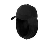 Perruque Avec Frange Chapeau Perruque Synthétique Réglable Noir Chapeau Perruques Court Bob Droite Casquette De Baseball Perruque Connexion Extensions De Cheveux for Les Femmes Chapeau avec Cheveux At