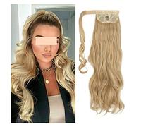 Perruque Avec Frange Clip bouclé en queue de cheval ondulée dans une fausse piscine blonde enveloppe autour de la naine Perruque Femme Cheveux Humains(05,22inches)