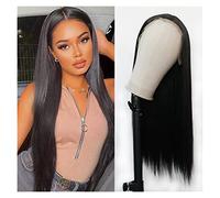 Perruque Avec Frange Perruque avant de la dentelle synthétique for femmes pré-dessinée avec des perruques for cheveux résistant à la chaleur Perruque Femme Cheveux Humains(01_24INCHES)