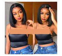 Perruque Avec Frange Perruques Human Hair 6x1 Lace Fermeure Wigs Hair Os Bone en dentelle Perruques avant for les femmes noires Perruque Femme Cheveux Humains(12inches)