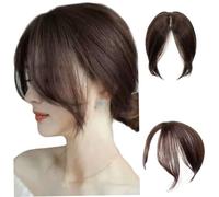 Perruque avec sur le côté cheveux humains 30 cm invisible naturelle confortable avec frange à clipser en imitation 3D pour femmes et filles