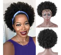 Perruque bandeau afro LEOSA Perruques afro courtes boucl es cr pues pour femmes noires Perruques afro noires naturelles sans colle avec bandeaux