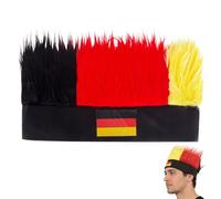 Perruque bandeau - Article de supporter de l'Allemagne - Bonnet pour homme - EM/AM 2026 - Pour les fans de la Coupe d'Europe - Pour femmes et hommes - Soutien sportif - Paquet de fans - Noir rouge