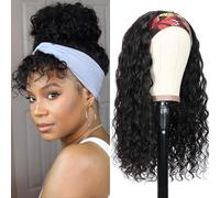 Perruque Bandeau Cheveux Humain Water Wave Headband Wig Perruque Bresilienne Bouclée Court 16 Pouces 180% Densité Perruques De Cheveux Humains Pour Femmes Noire Naturelle