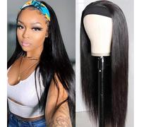 Perruque Bandeau Cheveux Humain Wear and Go Glueless Wigs Perruque Bresilienne No Lace Front Headband Wig Straight Perruques pour Femmes Noires Naturelle Color 26 Pouces