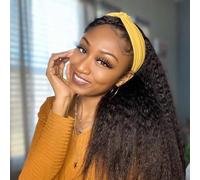 Perruque Bandeau Cheveux Humain Yaki Straight Sans Colle Perruques Pour Les Femmes 12 Pouces Court Perruque De Cheveux Humains 180% Densité Brésiliens Yaki Kinky Straight Avec Bandeau Pour Femme