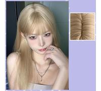 Perruque Bandeau Complet Frange Naturelle Noir Cheveux Longs Raides Perruque Cheveux Artificiels Femme Platine