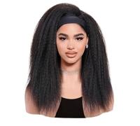 Perruque bandeau crépue et lisse, douce et naturelle comme des cheveux humains, perruques sans colle for femmes noires, cheveux synthétiques Yaki longs