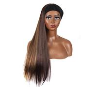 Perruque Bandeau Marron Mixte Perruque Cheveux Bruns Raides Synthétiques Longs et Soyeux Perruque Turban Naturel Ombre Couleur Marron pour Femmes