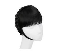 Perruque Bang, Extension de frange de bandeau synthétique, faux cheveux, frange émoussée avec de longs côtés for femmes, frange naturelle noire brune blonde,Perruques avec Frange(1B)