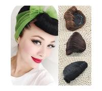 Perruque Bang, Frange à Clip synthétique courte bouclée rétro for femmes, frange rétro classique, Extension de fausse frange, frange synthétique naturelle,Perruques avec Frange(Dark Brown)