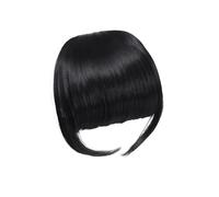 Perruque Bang, Frange Extension de cheveux à clipser, frange plate synthétique de haute qualité avec branches, frange frontale de 6 pouces for femmes et filles au quotidien,Perruques avec Frange(1B)