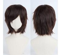 Perruque Bang universelle de 30 cm/11,8 pouces, perruque de cheveux courts superposés for Cosplay, usage quotidien, style de fête(Brown-1)