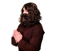 Perruque Barbe Carnaval Gourou Jesus Hipster Waldschrat Homme des Cavernes Braun