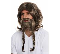 Perruque Barbe Carnaval Homme Viking Germanique Barbare Gaule Braun Tressée