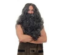 Perruque Barbe Carnaval Prophet Gourou Jesus Hipster Sadhu Viking Gris