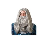 Wig With Beard Wizard Grey Costume Accs NEUF
