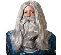 Perruque Barbe Grise Magicien Sorcier Grise G