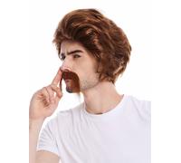Perruque Barbe Homme Moustache Long Gaule Germanique Taureau Flic 70er Ans Braun