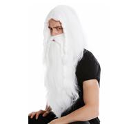 Perruque Barbe Homme Viking Barbare Viking Nain Germanique Blanc Long Tressée