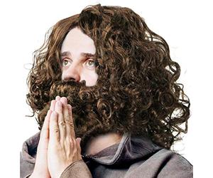 Perruque & Barbe - Jésus | Prophète | Guru | Hipster | Homme des bois | Homme des cavernes en brun pour Mardi Gras/Carnaval & Fêtes à thème