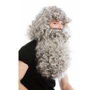 Perruque Barbe Lot de Luxe Knecht Ruprecht Prophet Ermite Gris 46-A + B