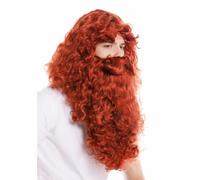 Perruque Barbe Lot de Luxe Knecht Ruprecht Prophet Ermite Rouge 46-A + B
