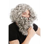Perruque Barbe Lot Gris Ermite Prophet Moses Magicien Magier